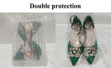ZOKI Fashion Pearl Buckle Square Heels Pumps Women Pointed Toe Bling Crystal Party Shoes Woman Elegant Med Heels Bride Shoes