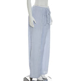 Women's trousers, fashionable and versatile, solid color, drawstring straight trousers, beach sun protection trousers