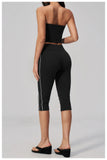 Color Blocked Strapless Yoga Suit 2 Pieces Women Sports Bra High Waist Leggings Fitness Suit Outwear Running Push Up Tracksuit