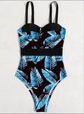 Push Up One Piece Swimsuit 2026 Sexy Strappy Swimwear Women Tropical Printed Bathing Swimming Swim Suit Female Summer Beachwear