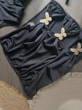Hot Sale Butterfly Women One Piece Swimsuit Black Skirt Sexy Cut Out Swimwear Mujer Monikini Bathing Suit Lady Beach Suit