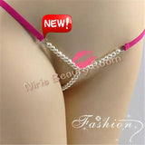 DEKA Elastic Crotchless High quality Real Pearl Thongs Women Low-Rise Hollow Sexy G-string Female Erotic Panties Underwear