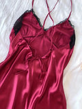Sexy Pajamas Women's Lace Suspender Nightdress Silk Thin Dress Lingerie Women Nightgowns Sexy Solid Nightwear Summer Loungewear