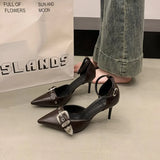Pointed Toe Pumps Women  Shoes Fashion Luxuy Footwear Female Ankle Strap Shoes Ladies High Heels Sandals 2025
