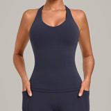 Women's Seamless Yoga Vest Sports Fitness Gym Beauty Back Top Nude Slim Fit Training Running Workout Vest