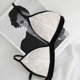 Lace Women's Bra Sexy Lingerie Without Steel Ring French Underwear Triangular Cup Push Up Bra Comfort V Neck Bralette