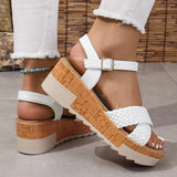 Women's Braided Platform Sandals 2025 Summer Chunky Wedges Gladiator Sandals Woman Ankle Straps Vacation Casual Beach Sandles