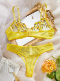 Womens Embroidered Bralette Lingerie And Panty Set Floral Design Soft Stretch Fabric Comfortable Everyday Underwear