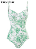 S - XL Sexy With Skirt Printed High Cut Underwired Women Swimwear One Piece Swimsuit Female Bather Bathing Suit Swim Lady V4611