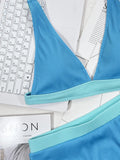Bikini 2026 Sexy Swimwear Swimsuit Women Blue Patchwork High Waist Bikinis Set Bathing Suit Beach Bikini Female Push Up Biquinis