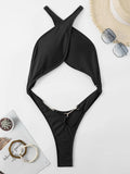 Tummy Cut Out Extreme Micro Thong Female Swimwear One Piece Swimsuit Women Cross Backless Monokini High Cut Bathing Suit Swim