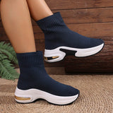 2025 Thick Bottom Knitted Ankle Boots Women Comfort Breathable Platform Sock Shoes Woman Plus Size Wedges Short Booties Mujer