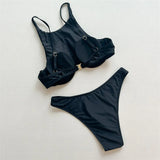 High Neck Underwired Bikini Female Swimsuit Women Swimwear Two-Pieces Bikini Set Brazilian Padded Bather Bathing Suit Swim V7514
