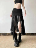Sexy Irregular Y2K Skirts Women Vintage American High Waist Slim Slit Long Skirt Casual Lady Streetwear Retro Summer Skirts XGM8