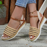 Gold Rivets Decor Wedges Sandals Women Summer Lightweight Platform Sandles Woman Plus Size 43 Ankel Buckle Rome Sandalias Mujer
