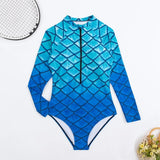 2026 New  Fish Scale Printed Surfing Suit for Women,Long Sleeve One-Piece Swimsuit,Zipper Competitive High Elasticity Bikini
