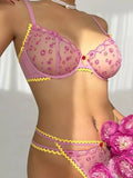 Sexy Ultra-Thin Transparent Flower Embroidered Lace Bra Large Bust Minimizer Anti-Sagging French Bikini Beach Holiday Style BXZL
