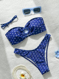 XS - L Polka Dot Bandeau Brazilian Bikini Women Swimwear Female Swimsuit Two-Pieces Bikini Set Bather Bathing Suit Swim V7711