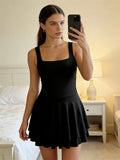 Women’s Summer Tank Dress for Party Club Evening Sleeveless Square Neck A-Line Dress Short Flowy Dress