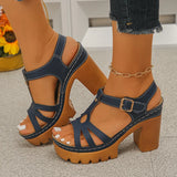 Ankle Buckle Thick High Heels Sandals Women Summer Plus Size Platform Rome Sandals Woman 2026 Super High Heeled Sandalias Mujer