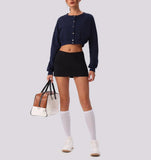 Spring Summer Button-Up Long-Sleeved Sports Jacket Outdoor Front Button Fitness Yoga Workout Coat Gym ActiveWear Top
