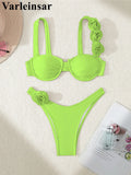 Sexy 3D Flowers Underwired Bikini Women Swimwear Female Swimsuit Two-Pieces Bikini Set Brazilian Bather Bathing Suit Swim V7970