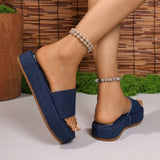 Blue Denim Thick Slippers 2026 Summer Platform Slider Women Sandals Casual Comfortable Women's Shoes