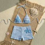 Vintage Two Piece Bikini Set 2026 Women White Black Starfish Ornament Push Up High Waist Swimsuit Holiday Bathing Suit Swimwear