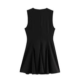 Foridol Bowknot Pleated Short Dress for Women O Neck Sleeveless Tank Mini Party Dresses Summer Spring 2025 New in Casual Vestido