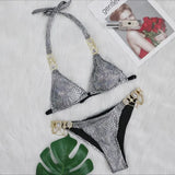 8 Colors Sexy Bikini Women Swimwear Swimsuit Shiny Crystal Diamond Chain Bathing Suit Beach Bikinis Set Female Push Up Biquinis