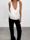 Light Luxury Comfortable Women U-neck Vest Top 2025 Spring and Summer Girls Breathable Soft Satin Lining Sleeveless Inside Top
