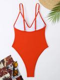 2026 Sexy Solid Swimsuit One Piece High Cut Swimwear Women V neck Backless Bathers Bathing Swimming Swim Suit Female Beachwear