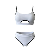 New Solid Color Two Piece Bikini Set Women Sporty Casual Push Up Tummy Control Swimsuit Swimwear Beach Vacation Summer Swimsuit