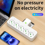 EU Plug Socket 4 Sockets Power Strip With 2 USB Type-C Port Without Extension Wall Charger Adapter For Home Offices