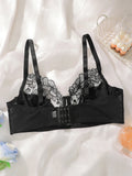 Women's embroidered lace plus size bra with steel ring gathering push up underwear suitable for full figured women MR2679