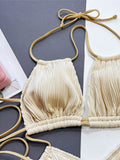 Sexy Wrinkled Tummy Cut Out Halter One Piece Swimsuit Women Swimwear Female High Leg Cut Monokini Bather Bathing Suit Swim K5607