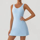 Tennis Fitness Dresses Women Fake Two Piece Sports Dress Outdoor Casual High Elasticity  Running Yoga Golf Mini Skirts