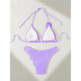 3D Flowers Halter Wrinkled Brazilian Bikini Women Swimwear Female Swimsuit Two-Pieces Bikini Set Bather Bathing Suit Swim V5559