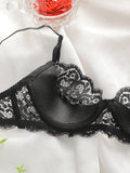 Women's Embroidered Breathable Lace Sexy Bra with Steel Hoop Collar Push Up Shoulder Straps Adjustable for Daily Comfort A3166
