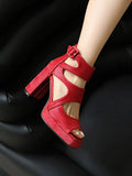 Summer Sexy Gladiator Women Sandals Designer Peep Toe Hollow Out High Heels Platform Party Ladies Shoes Zipper Sandales Femmes