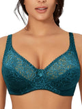 3 Pcs Womens Bras Ultra-Thin Perspective Lace Sheer Plus Size Bra Underwire Sexy Underwear Lingerie BH Tops D E F Cup