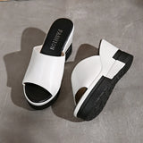 Women Wedges Slippers Summer High Heel Shoes Thick Sole Plus Size 42 Slip-on Style Female Street Fashion Sandals Outdoor Slides