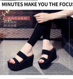 9cm Heel Platform Slippers Women's Sandals Soft EVA Black color Ladies Fashion Slides Thick Sole Summer Shoes Woman Flip Flops