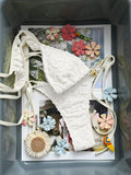 Sexy White Lace Bikini Set 2026 Women Metal Flower Ruffle Strap Push Up Bra Thong Swimsuit Summer Bathing Suit Holiday Swimwear