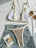 Splicing Ribbed High Cut Ring Mini Micro Bikini Women Swimwear Female Swimsuit Two-pieces Bikini Set Bathing Suit Swim Beachwear
