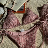 With Mesh Sarong Skirt Halter Bikini Women Swimwear Female Swimsuit Three-pieces Bikini Set Fishnet Bathing Suit Swim Beachwear