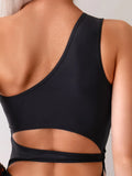 Cut Out Asymmetric One Shoulder One Piece Swimsuit Women Swimwear Female Monokini High Cut Bather Bathing Suit Swim Beachwear