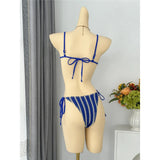 2026 New Striped Bikini Women Swimwear Female Swimsuit High Cut Leg Padded Bather Bathing Suit Swim Two-pieces Bikini set K8071