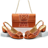 Doershow nice African Shoes And Bag Matching Set With BLUE Hot Selling Women Italian Shoes And Bag Set For Wedding  HFG1-1