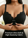 Plus Size Floral Lace Women Push-Up Bra Underwire Support Anti-Sagging Underwear Comfy Wide Straps Thin Cup Daily Lingerie Bra
